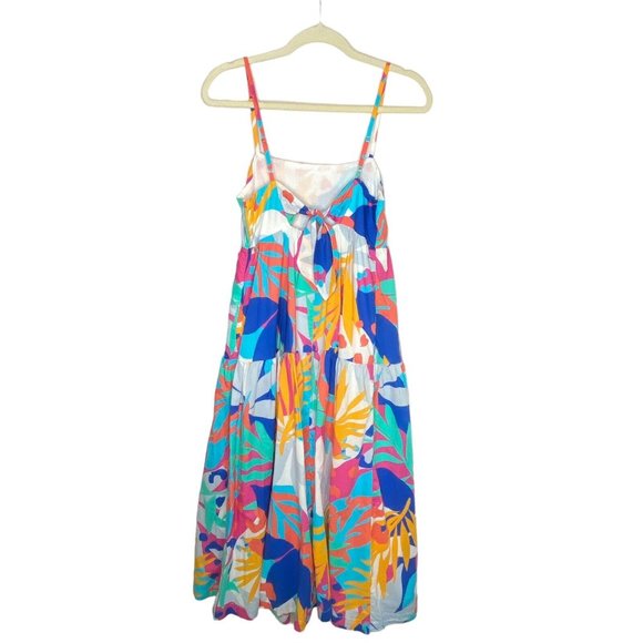 J Crew Reimagined Sundress Size 2 Bright Multicolor Floral Print Lined Back Tie - Picture 5 of 7